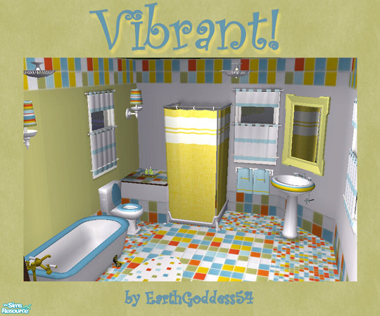 Sims 2 — Vibrant! by EarthGoddess54 — A bright, cheery bathroom for your Sims. Based on & made to match Dagg's