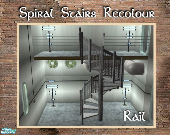Sims 2 — Spiral Stairs Recolor - Metal Rail by Cyclonesue — This is a recolour of the RAIL ONLY (download the matching