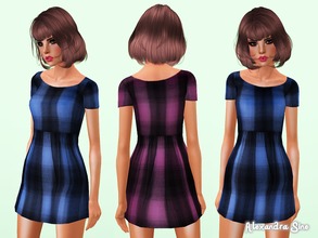 Sims 3 — Checked Smock Tunic by Alexandra_Sine — Checked Smock Tunic Dress for your young-adult and adult female sims.