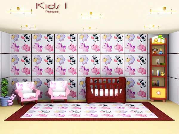 Sims 3 — Kids 1 by Paogae — A funny and cheerful pattern with cartoon animals for the rooms of your kids! Perfect for