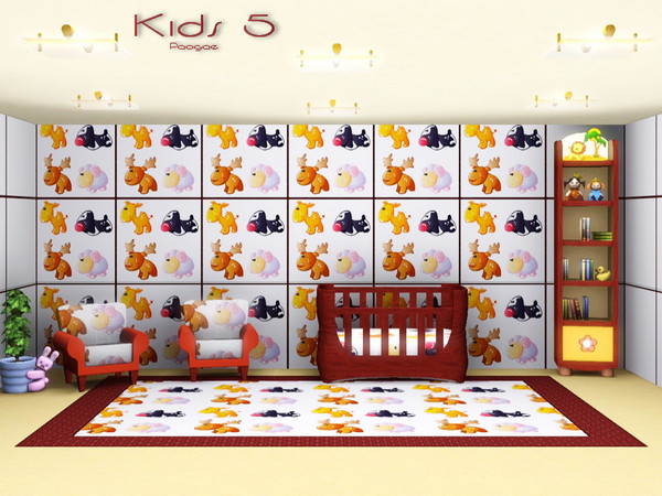 Sims 3 — Kids 5 by Paogae — A funny and cheerful pattern with cartoon animals for the rooms of your kids! Perfect for