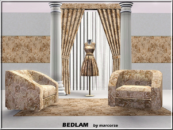 Sims 3 — Bedlam_marcorse by marcorse — Abstract pattern: meaningless design of mad flowers in brown tones.