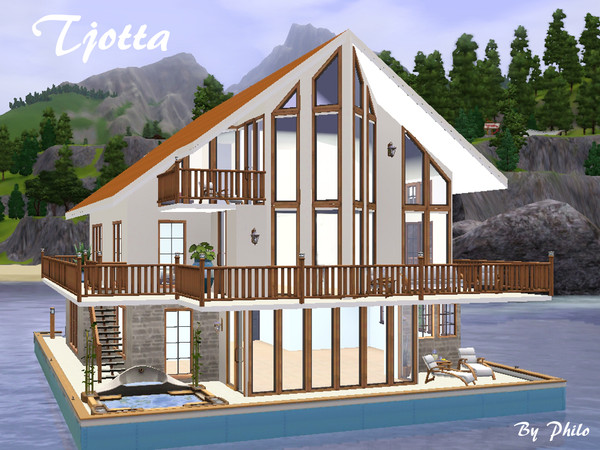 Sims 3 — Tjotta by philo — Do you believe this is just another house? Look twice. It's a houseboat. Not just a boat, but