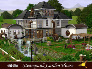 Sims 3 — evi Steampunk Garden House by evi — A three bedroom steampunk lot built in the middle of a steampunk garden.