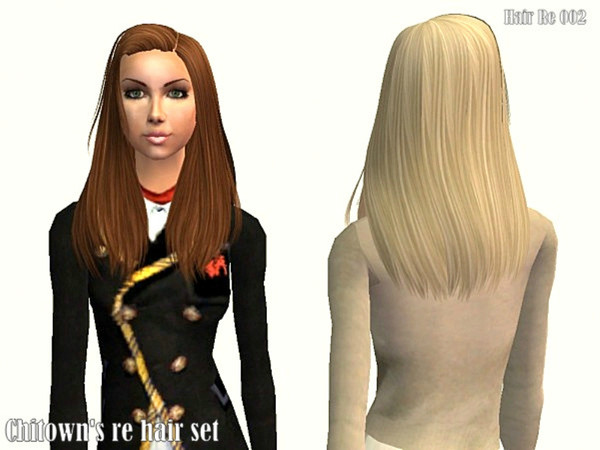 Sims 2 — Hair Re 002-Chitown\'s hair set- 5 color by Well_sims — Beautiful retextured hair for your sim. :)I hope like