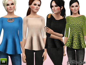 Sims 3 — Accessories Peplum Sweater by Harmonia — Custom Mesh By Harmonia 4 Variations. Recolorable 