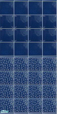 Sims 2 — Indigo set - wall by Mekhi — Shiny dark blue tiles with tiny white flowers, perfect for your kitchen or