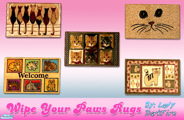 Sims 2 — Wipe Your Paws Rugs: Cats by Lady Darkfire — Meow's the time to decorate your home with these darling rugs!