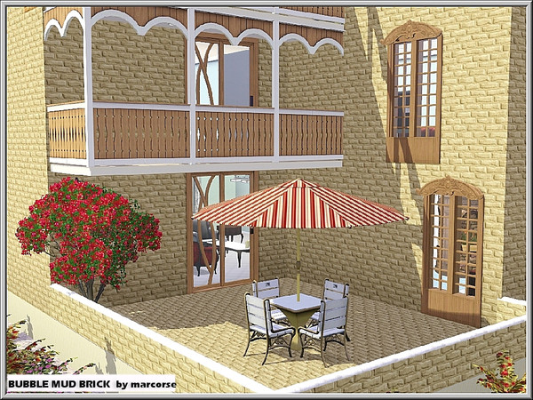 Sims 3 — Bubble Mud Brick_marcorse by marcorse — Masonry pattern; bubble mudbrick in pale ochre