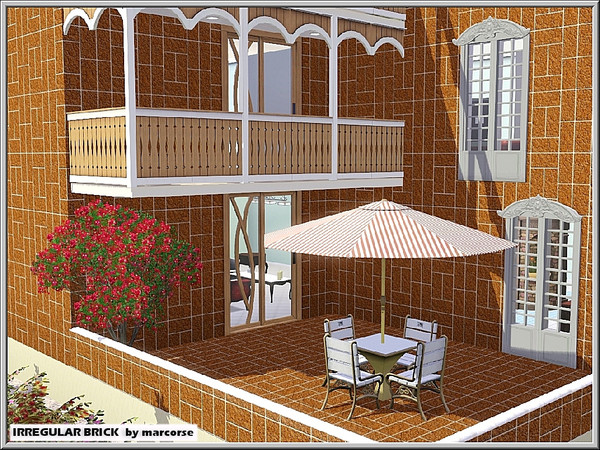 Sims 3 — Irregular Brick_marcorse by marcorse — Masonry pattern: textured brick in a ladder design, great for walls,