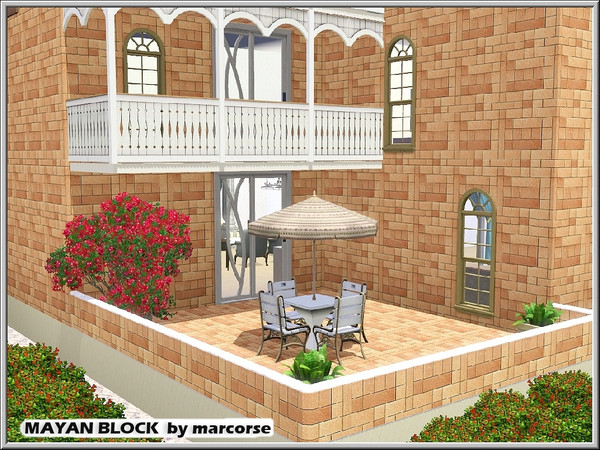Sims 3 — Mayan Block_marcorse by marcorse — Masonry pattern: pink brick in a mayan block design - useful for walls, paths