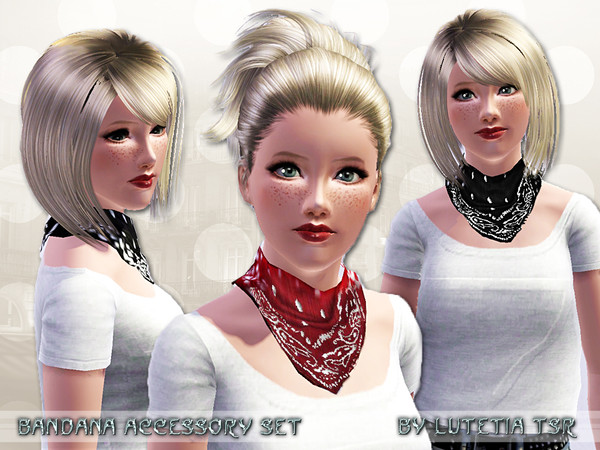 Sims 3 — Bandana Accessory - Female by Lutetia — A small bandana with or without paisley print ~ Works for female teens