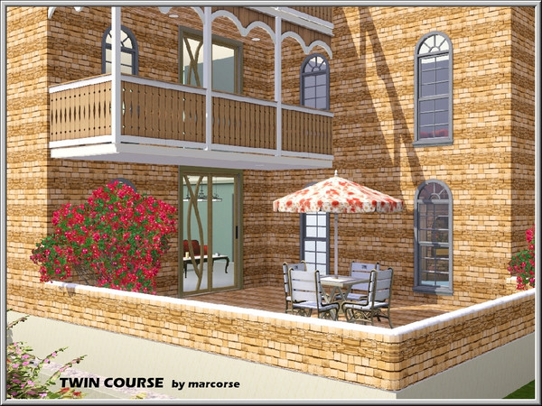 Sims 3 — Twin Course_marcorse by marcorse — Masonry pattern: alternating bands of plain and stripe bricks.
