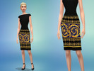 Sims 4 — Golden Dress by SimGoodie — A classic golden dress made of leather with the iconic golden pattern on the bottom