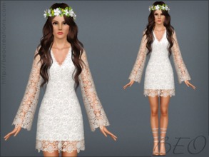 Sims 3 — Bohemian wedding dress by BEO — A tracery dress in the bohemian style becomes an ornament of any hippy wedding. 