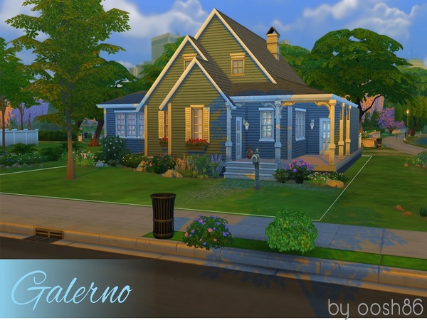 Sims 4 — Galerno by oosh86 — This country/cottage house has two bedrooms and one and a half bathrooms. It includes an