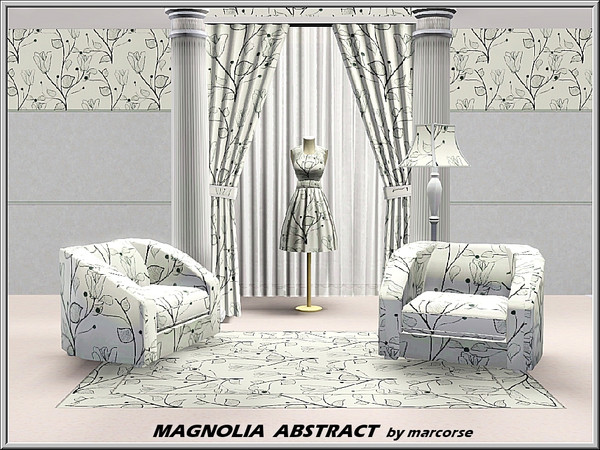 Sims 3 — Magnolia Abstract_marcorse by marcorse — Abstract pattern: magnolia buds and branches in an abstract design.