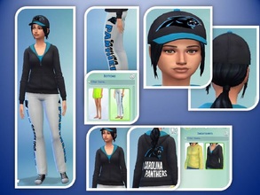 Sims 4 — SLRN Womans Carolina Panther Outfit by Whatthewoohoo — Football time is here! Time to represent your team