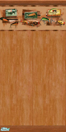 Sims 2 — Men's Study Walls - Bass Lure by drewsoltesz — A set of 3 unique wallpapers to decorate a men's study/den, or