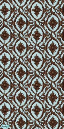 Sims 2 — Tokyo Bedroom Recolour - Damask Wall by TheMistress666 — Chocolate & Duck Egg Blue Damask Wall to match the