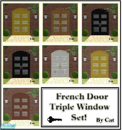 Sims 2 — French Door Triple Pane Window Set by cat3cm — A new French Door with triple pane windows for your building