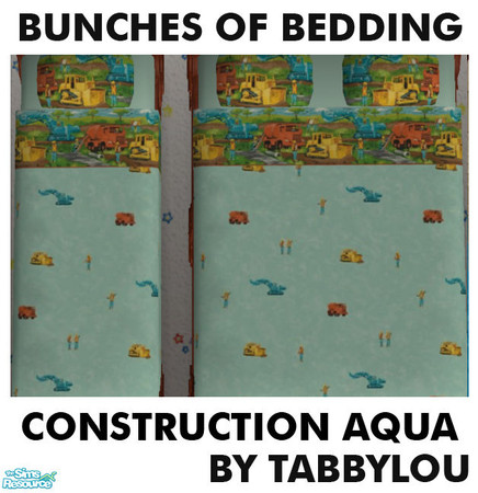 Sims 2 — TL - Kids Bedding Construction Aqua by TabbyLou — Construction Aqua in Group 8 in my Bunches of Beddings