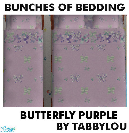 Sims 2 — TL - Kids Bedding Butterfly Purple by TabbyLou — Butterfly Purple in Group 8 in my Bunches of Beddings recolors.