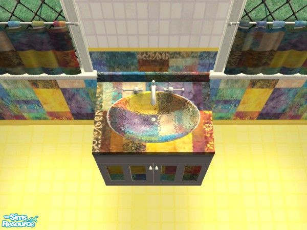 Sims 2 — Rainbow Batik Bath Set - Sink by Riverwillows — Cheery sink in a rainbow batik pattern. Looks great with the