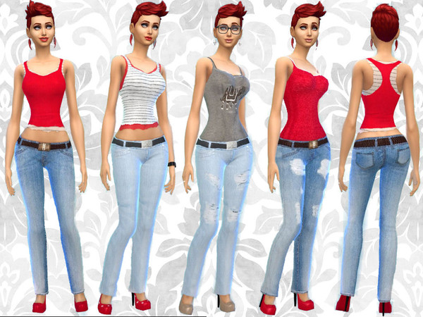 Sims 4 — Skinny Jeans and Jeggins by Leeah — A set of Jeggins and Skinny Jeans it comes in 2 diferent colors, normal and