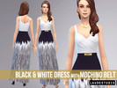 Sims 4 — Black and White Dress with Mochino Belt by LaudeStudio — New Maxi Dress Retexture; (It's a retexture of the