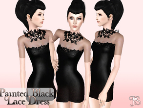 Sims 3 — Painted Black Lace Dress by JavaSims — Get set for fall with this all new lace dress! Inspired by a dark,