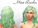 Sims 4 — Curly Mint Recolor by KA-Sims — A simple recolor of the default curly hairstyle in a mint hue.