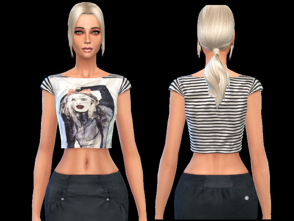Sims 4 — top female by Awesomesims4 — woman futured stripes top for female