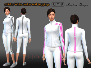 Sims 4 — Adidas Jacket and Leggings Athletics Outfits by rttraldi — White Jackets Adidas with Logo and stripes in 15