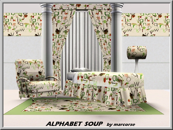 Sims 3 — Alphabet Soup_marcorese by marcorse — Themed pattern: alphabet characters and images for a child's room