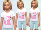 Sims 4 — Fox Pyjamas by minicart — These lovely fox themed pyjamas have a cute fox image on the top and a lovely fox