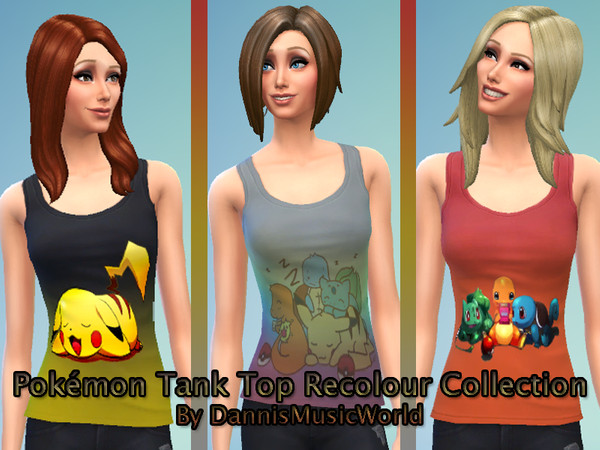 Sims 4 —  by DannisMusicWorld2 — A collection of the three tank top recolours I made for Sims 4!