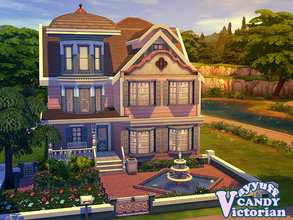 Sims 4 — Candy Victorian_Furnished_ by ayyuff — A cute victorian house with pink and blue colour exterior makeover. It