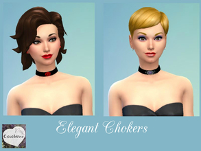Sims 4 — Elegant Choker Set by Cocobuzz — A set of two elegant chokers. Classic black with a porcelain red rosebud or a