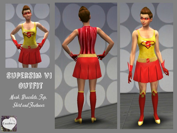 Sims 4 — SuperSim v1 Superhero Outfit by Cocobuzz — Feeling ambitious? strong? wanting to help other Sims in need? Then
