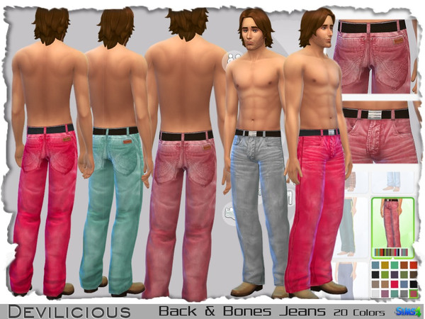 Sims 4 — Back & Bones Jeans by Devilicious — Back &amp;amp;amp;amp; Bones Jeans for Males comes in 20 colors.