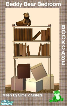 Sims 2 — Beddy Bear Bookcase by frogger1617 — Childrens Bedroom in shades of brown and plaid. Recolor of Sims 2 Sisters