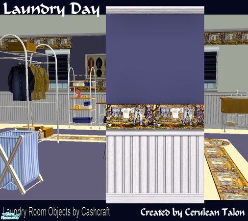 Sims 2 — Laundry Day Wallpaper - Blue 2 by Cerulean Talon — Brighten up your laundry room (laundrymat), kitchen or
