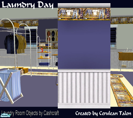 Sims 2 — Laundry Day Wallpaper - Blue by Cerulean Talon — Brighten up your laundry room (laundrymat), kitchen or mudroom