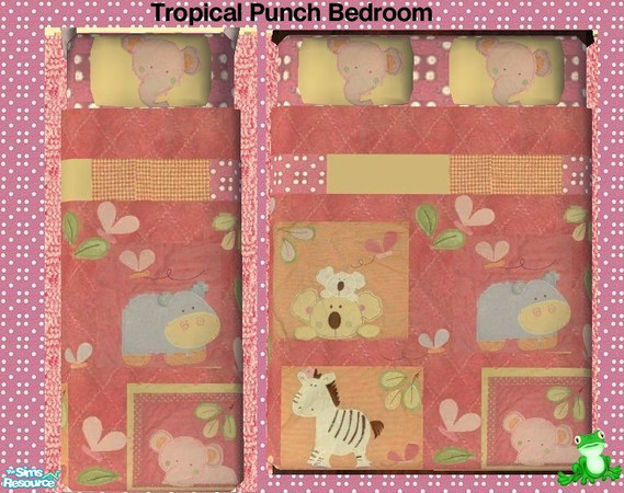 Sims 2 — Tropical Punch  Bedding by frogger1617 — Tropical Punch Bedroom in shades of Pink, Orange, Yellow, Green, and