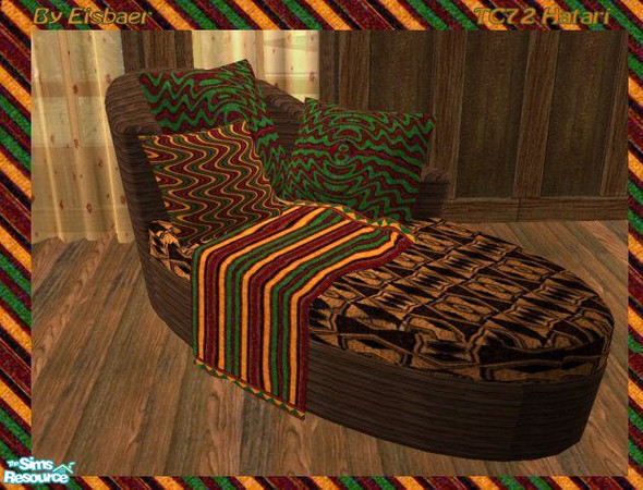 Sims 2 — Hatari Lodge TC72 - Recamiere by Eisbaerbonzo — Rich patterned loveseat for an African room.