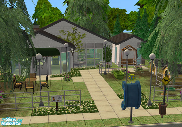 Sims 2 — Pleasantview Pet Shop by Donnha — A small Pet Shop with a little Pet/Picnic Area. ** Maxi Content Only