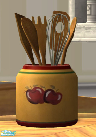 Sims 2 — Country Kitchen Accessories -Utensil jar by Simaddict99 — hand-painted utensil container.