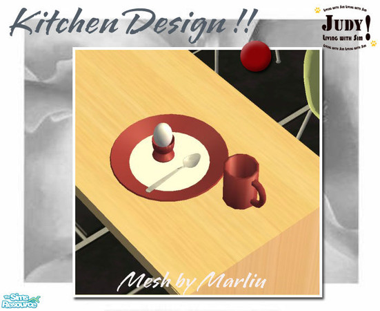 Sims 2 — Judy_DivaKitchen Set - Plate&CupwithEgg by judyhugsnoopy — Recolor Marilu Heros Kitchen Set. Hope you like