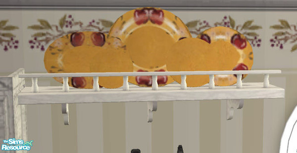 Sims 2 — Aged Country Kitchen - plate rack by Simaddict99 — aged and crackled white painted country plate rack.